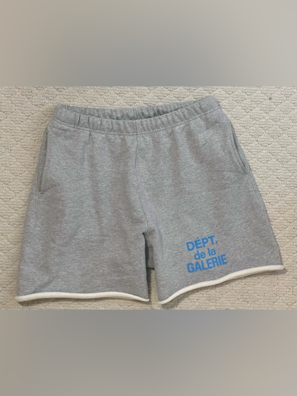 Gray Gallery Department Athletic Shorts with Blue Dept de La Gallery Logo Size L